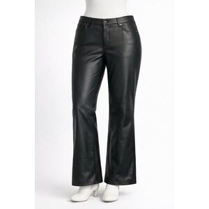 Banana Republic Faux Leather Pants Women 34 / 18 Mid Rise Bootcut Black Vegan